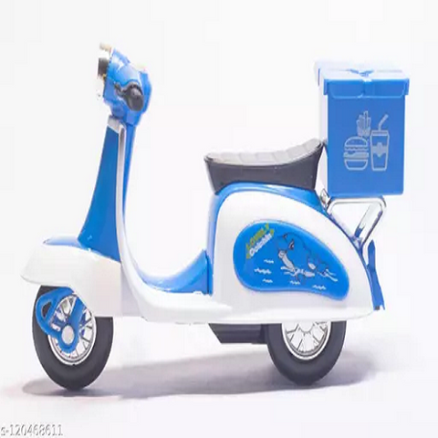 Matel blue scooter pull back delivery